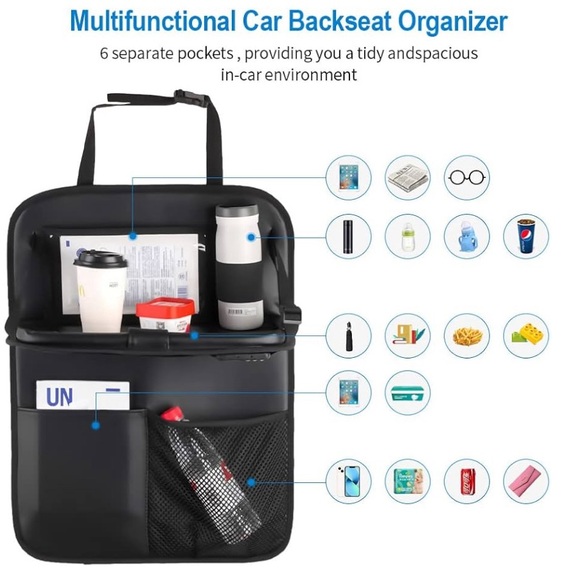 Car Backseat Organizer,Protector Kick Mats, Table Tray Foldable Dining Table - Picture 6 of 11